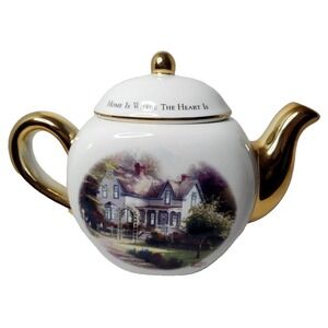 VTG Thomas Kinkade Painter Of Light‎ Home Is Where The Heart Is Ceramic Teapot